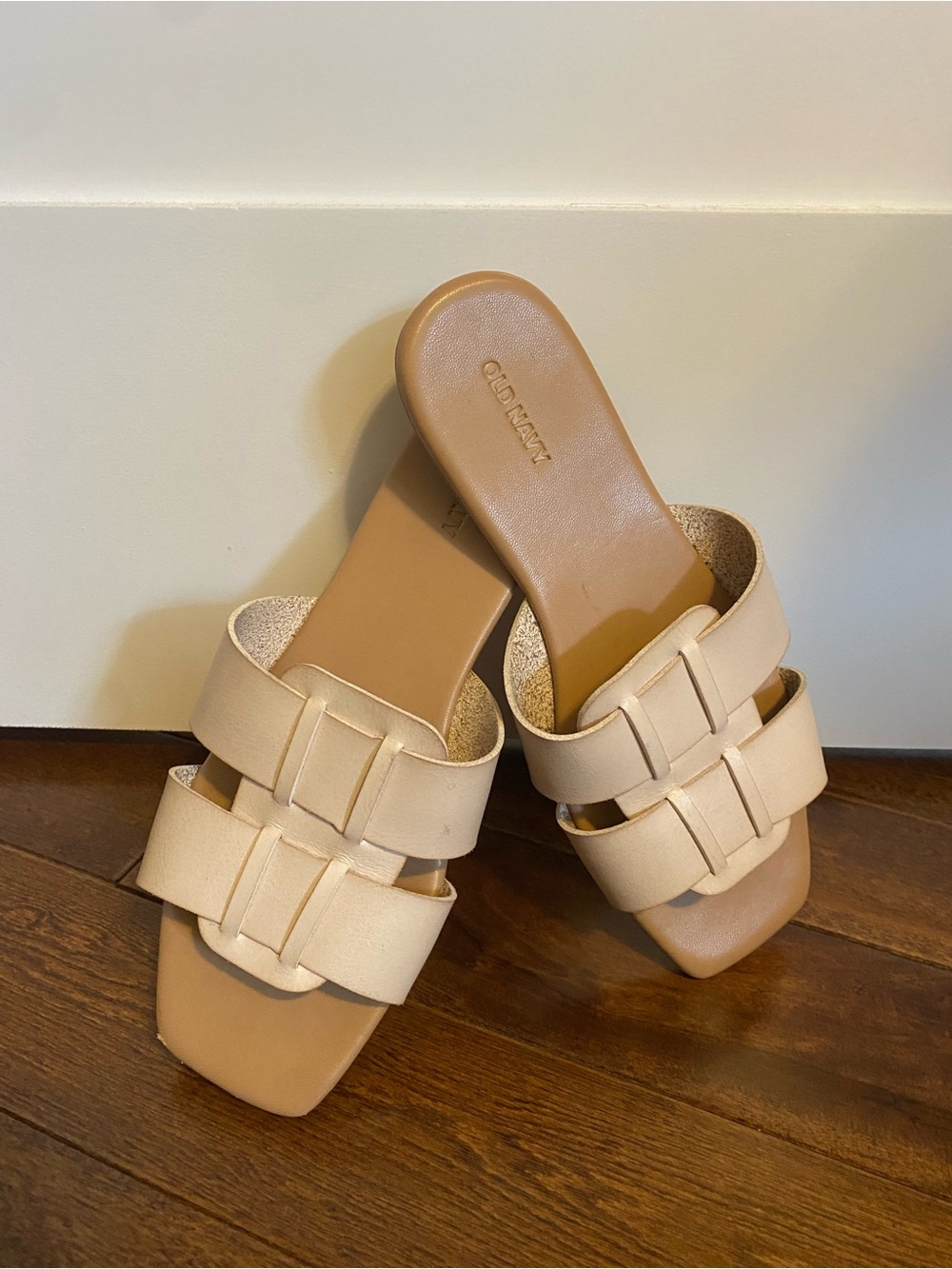 Old Navy Neutral Double-Strap Slide Sandals - Light Beige